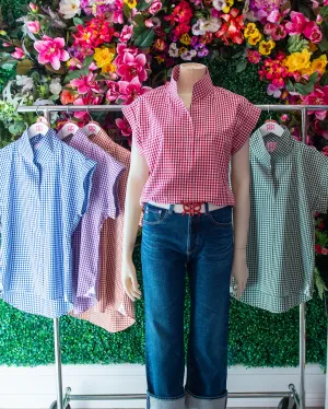 Gingham Cap Sleeve Popover