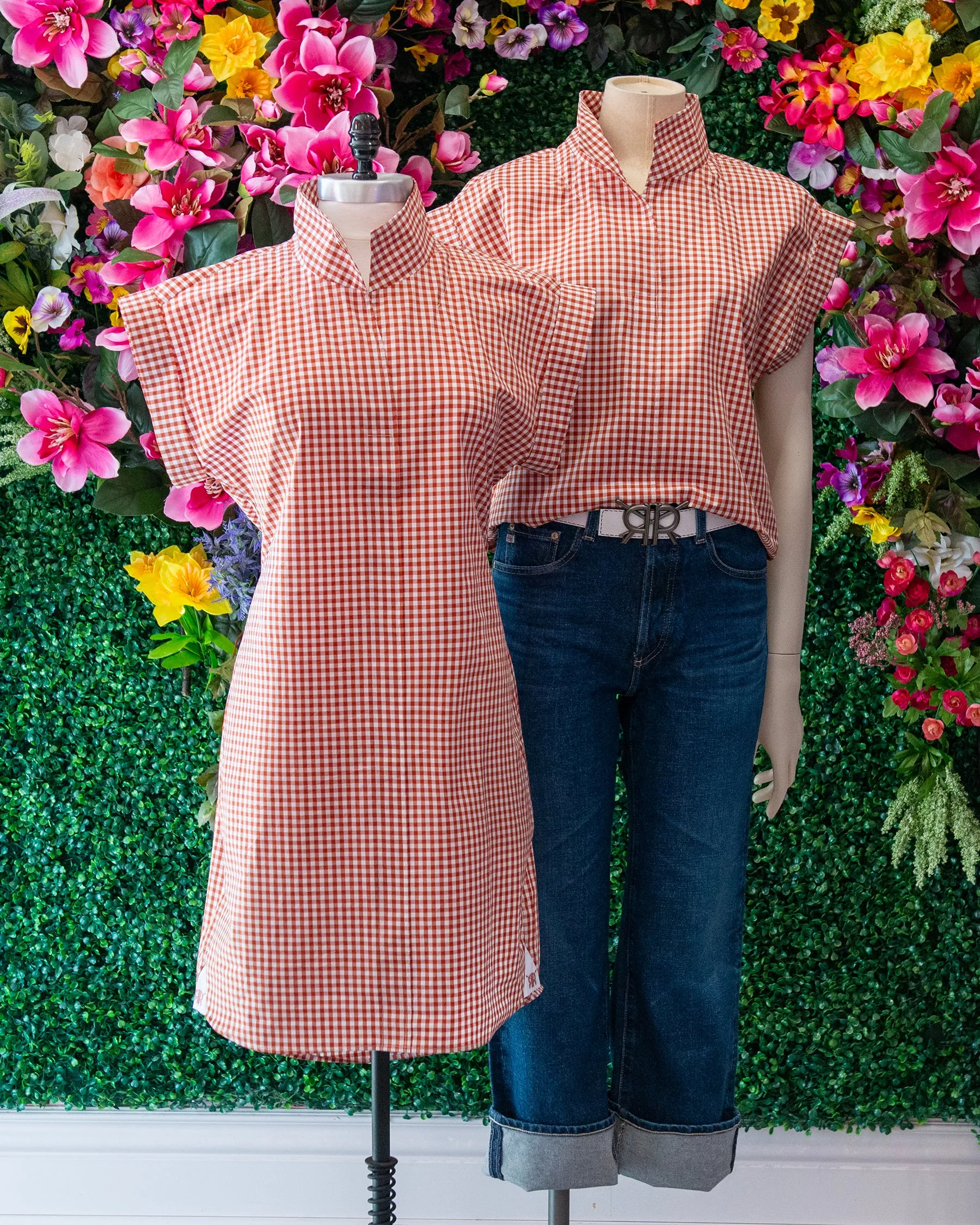 Gingham Cap Sleeve Popover