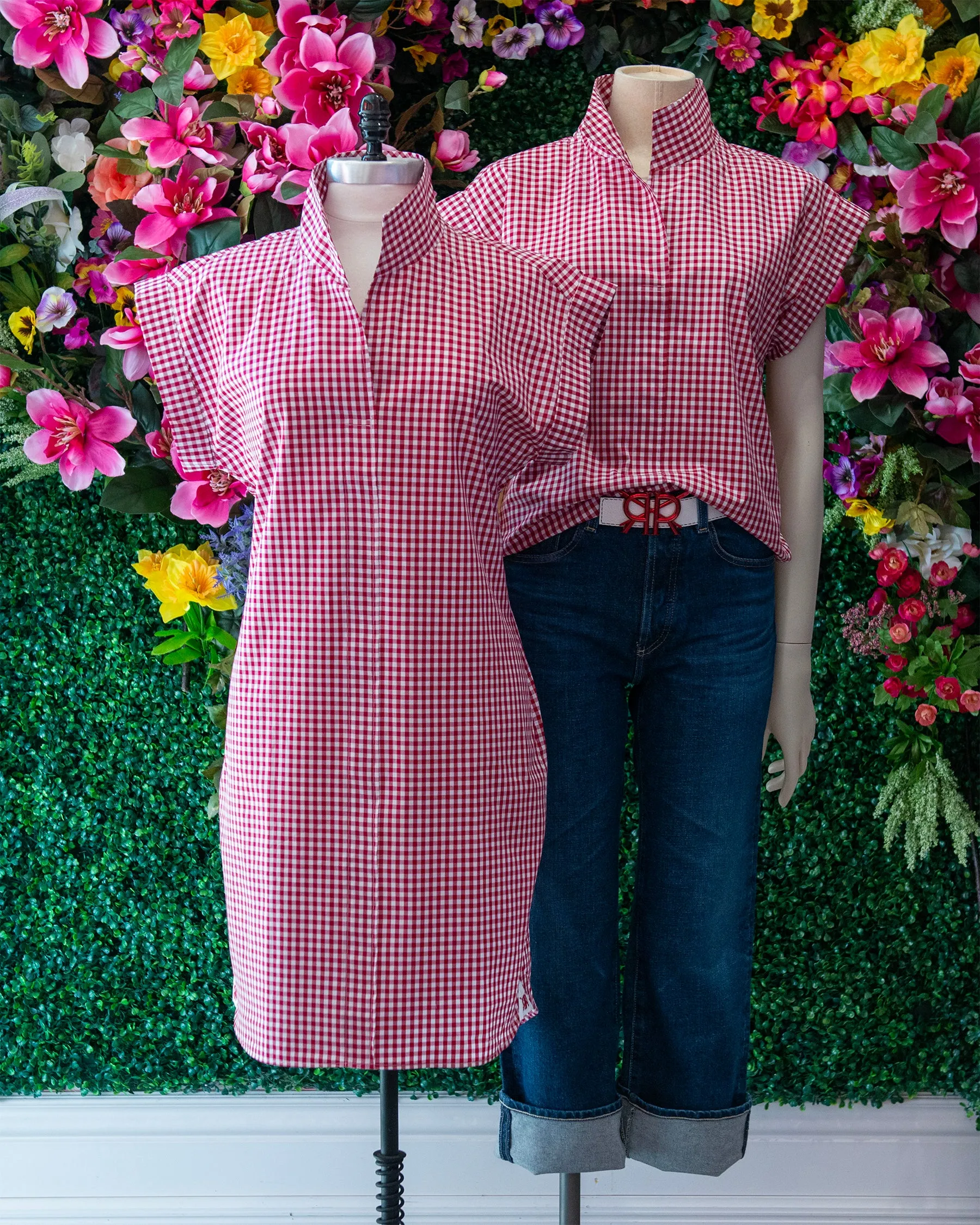 Gingham Cap Sleeve Popover