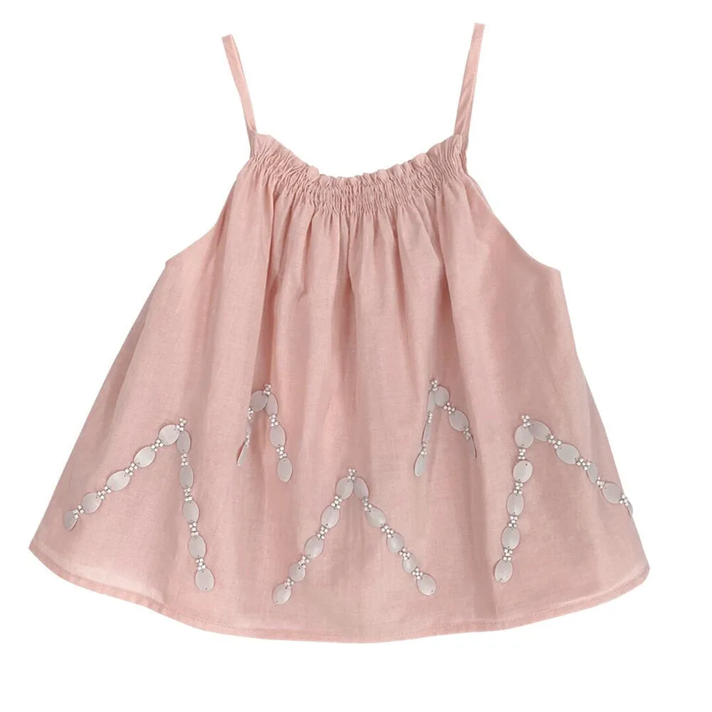 Girls Farah Embroidered Top - Blush