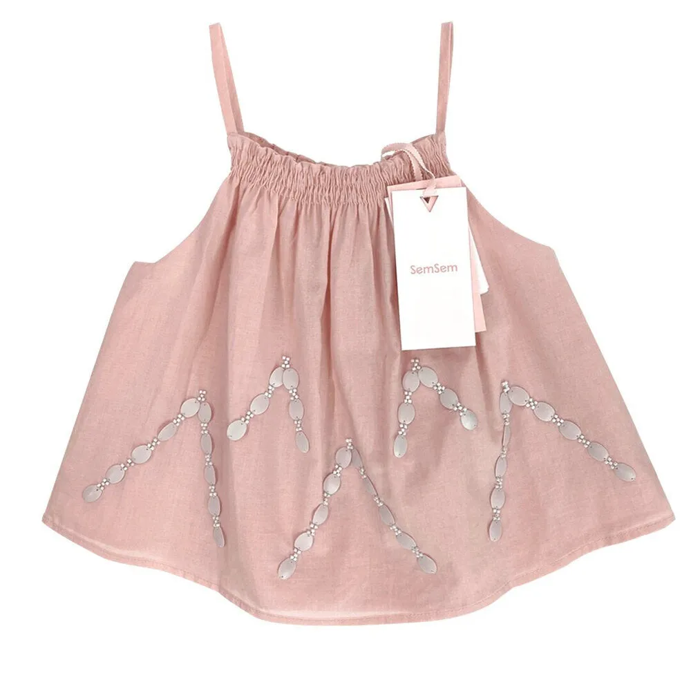 Girls Farah Embroidered Top - Blush