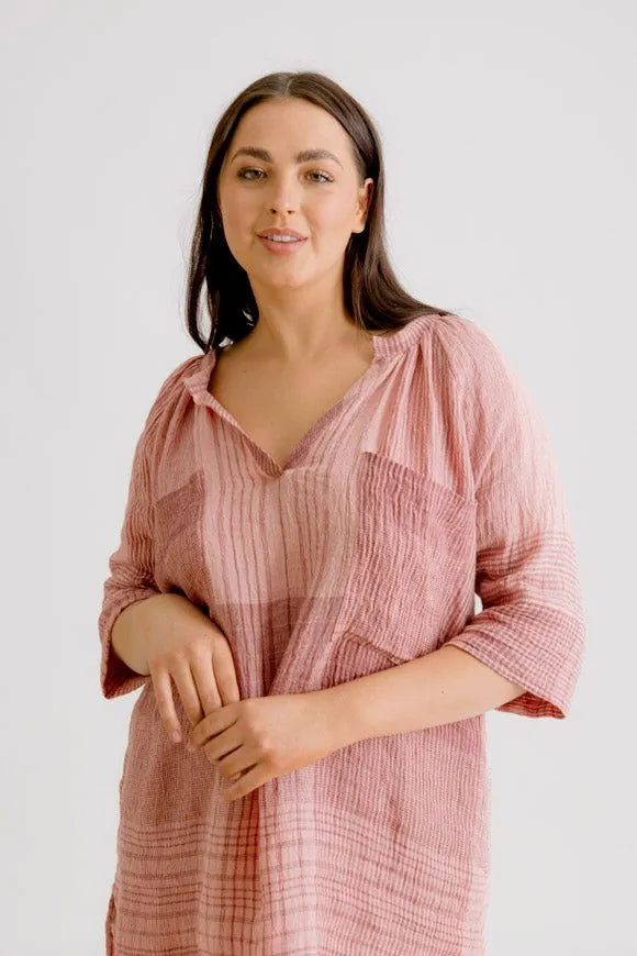 Giselle Tunic Top - Rose Check