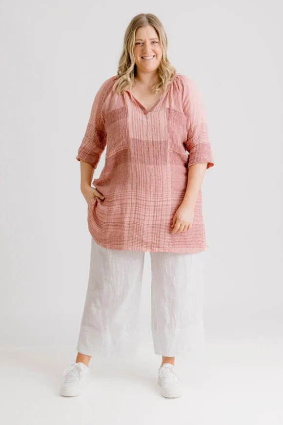 Giselle Tunic Top - Rose Check