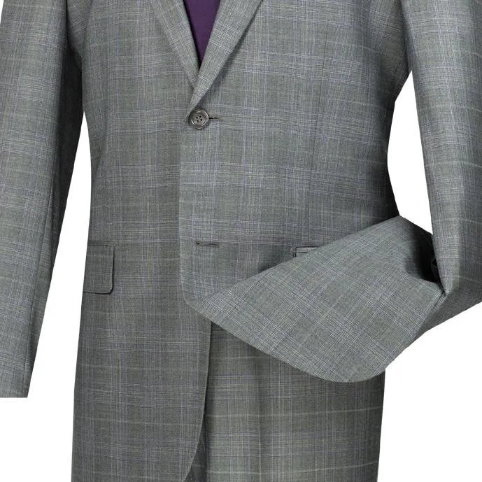 Glen Plaid Dress Suit 2 Piece Regular Fit (Gray) 2RW-1
