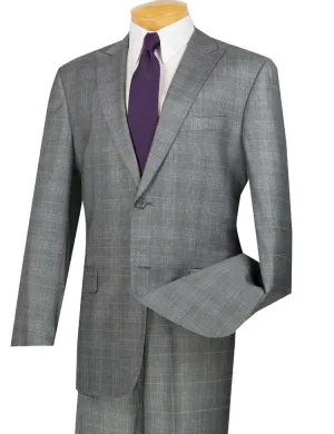 Glen Plaid Dress Suit 2 Piece Regular Fit (Gray) 2RW-1