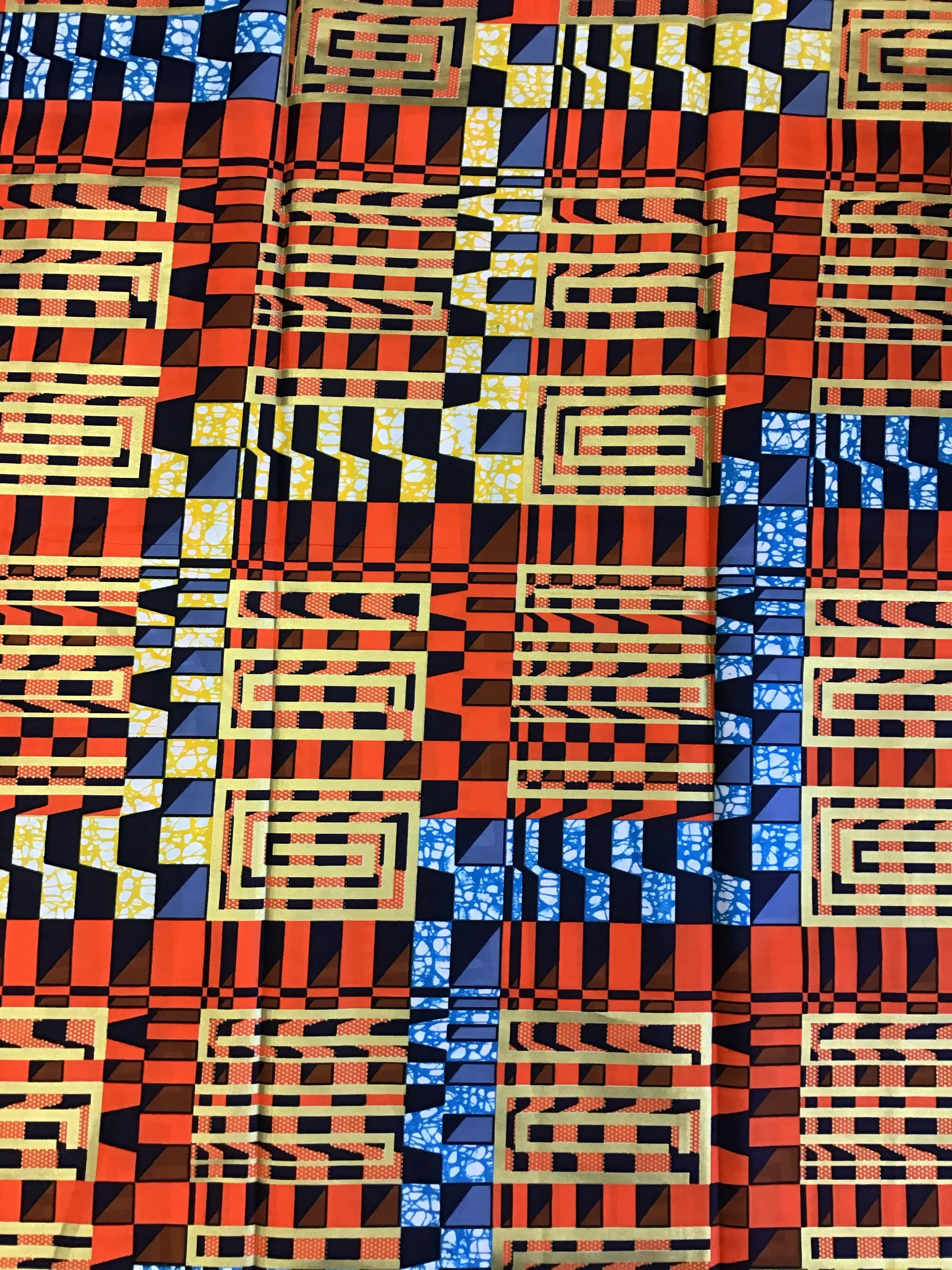 Gold Print African Wax Fabric Cotton