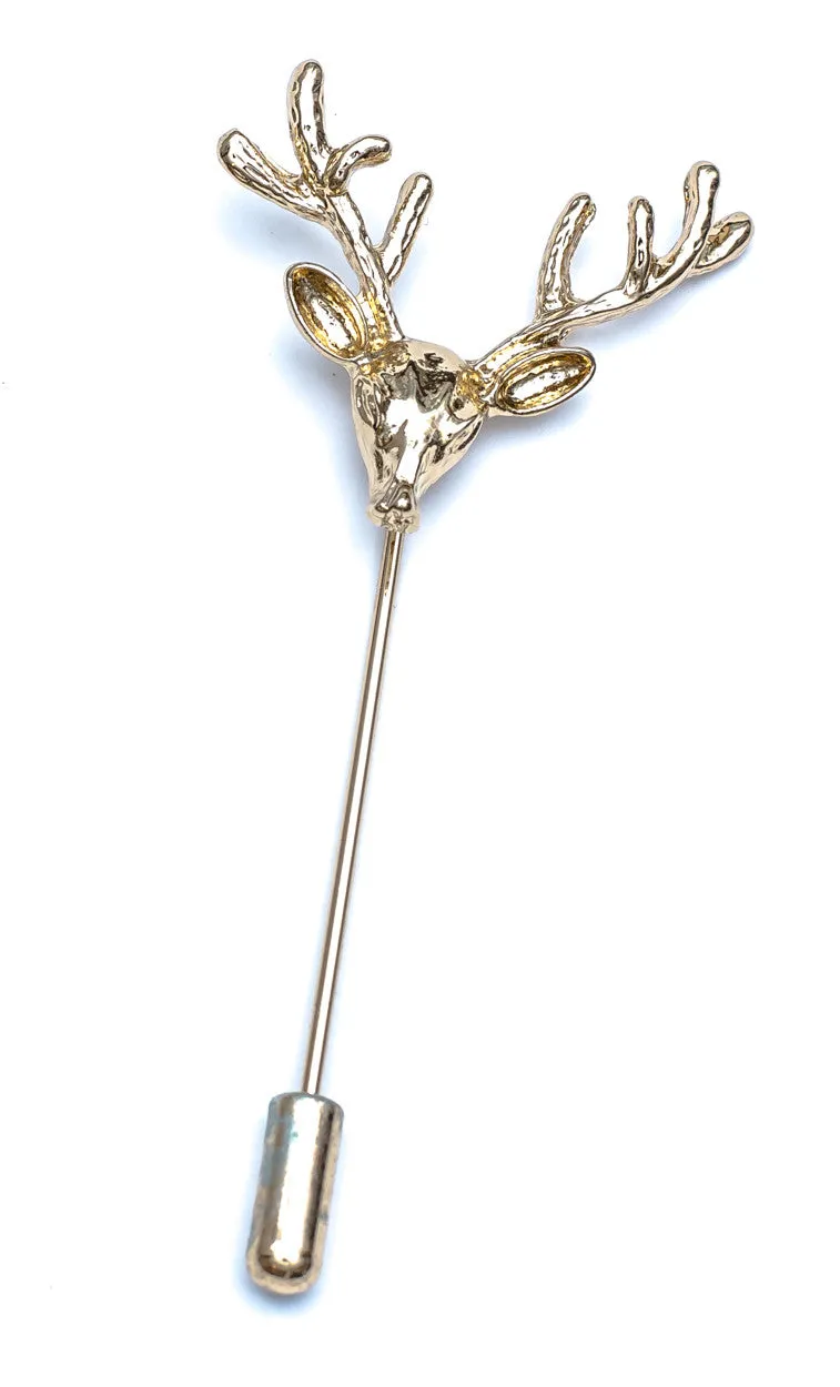 Golden Buck Deer Head Lapel Pin