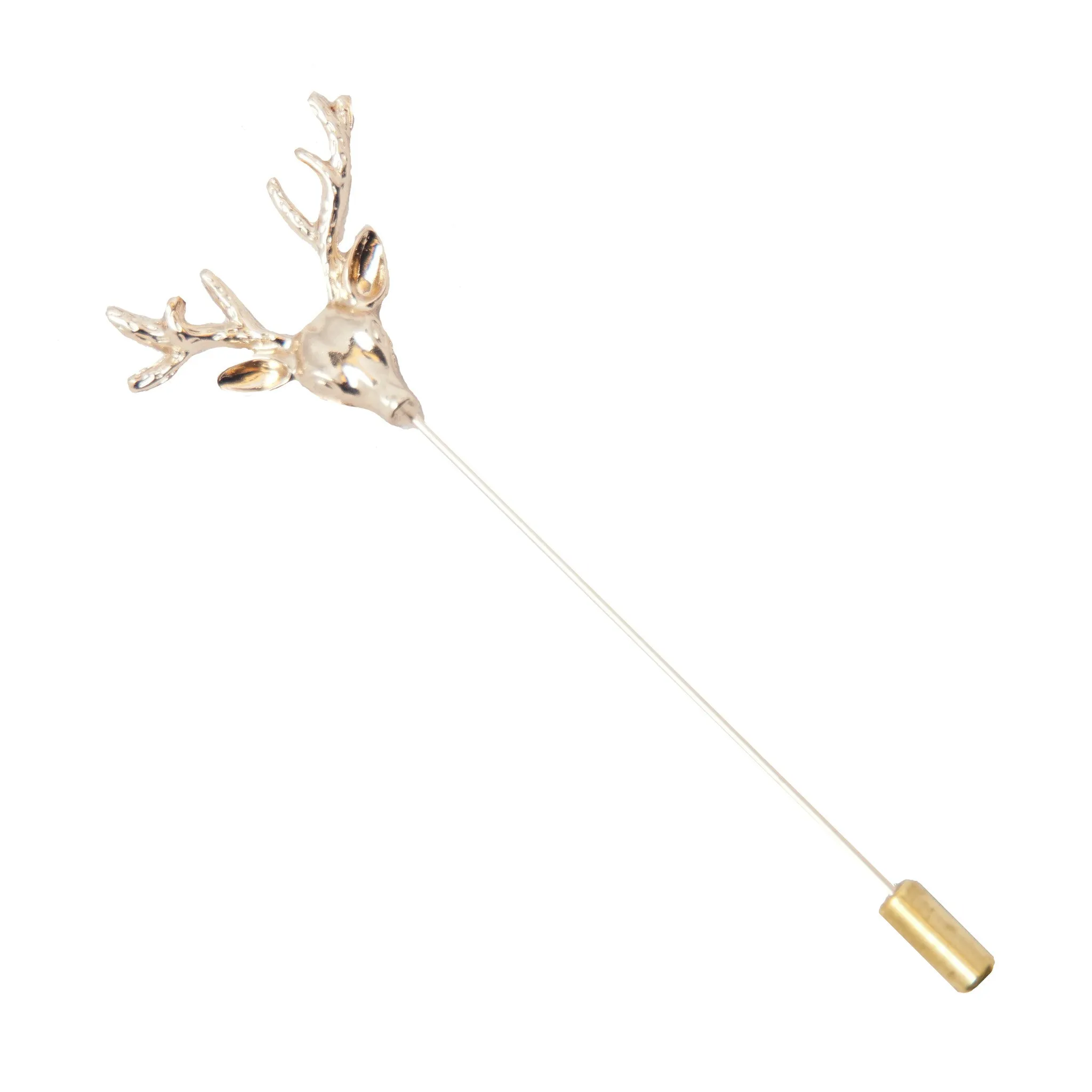 Golden Buck Deer Head Lapel Pin