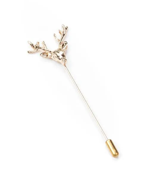 Golden Buck Deer Head Lapel Pin