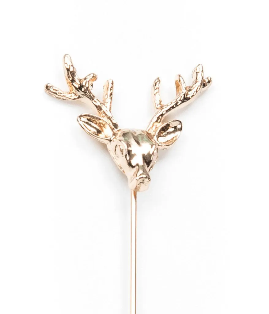Golden Buck Deer Head Lapel Pin