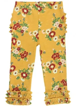 Golden Gardenias Ruffle Leggings