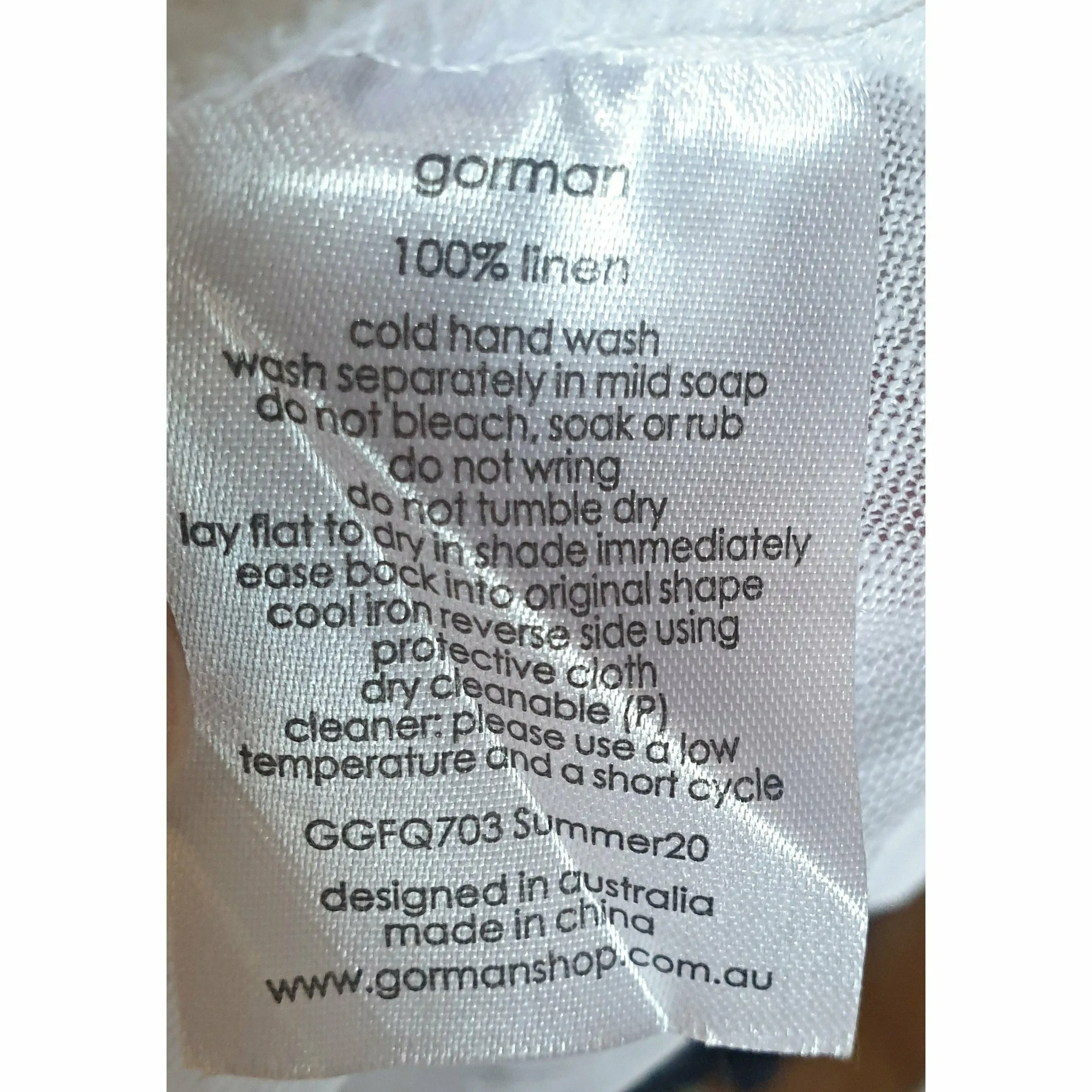 Gorman 100% linen white tee shirt size 16
