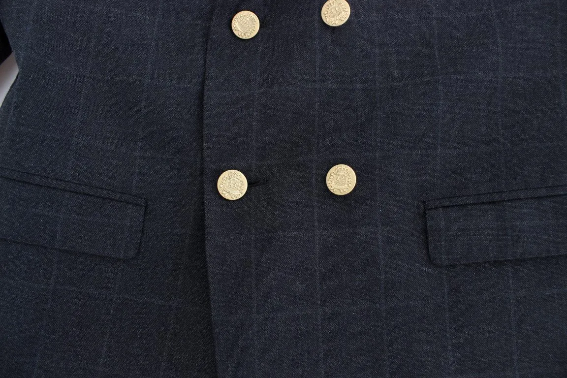 Gray cotton slim fit blazer