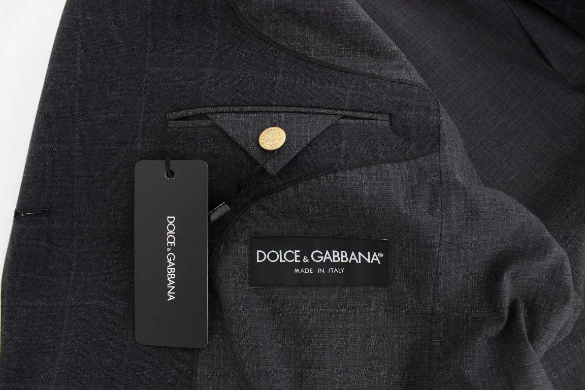 Gray cotton slim fit blazer