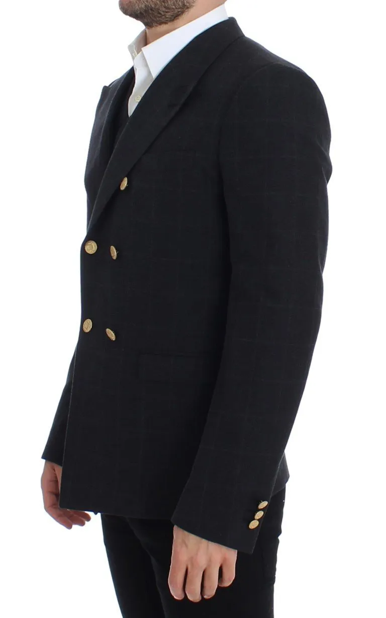 Gray cotton slim fit blazer