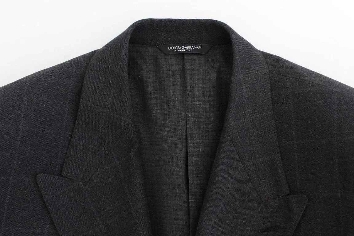 Gray cotton slim fit blazer