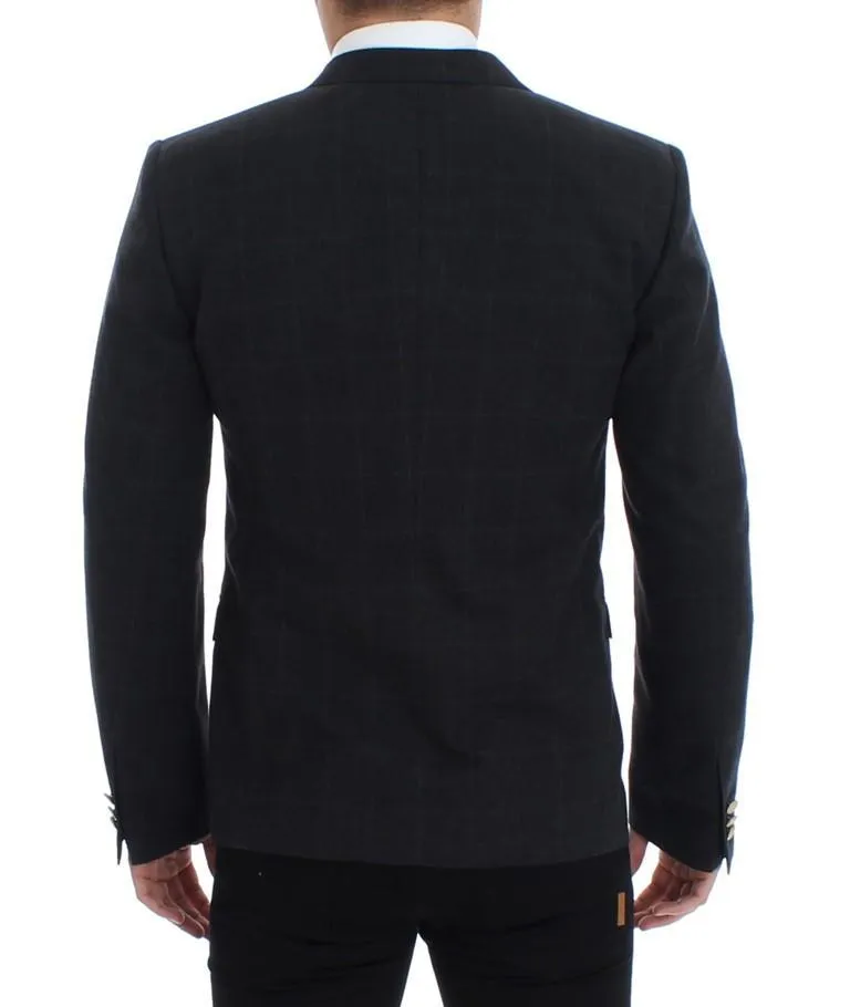 Gray cotton slim fit blazer
