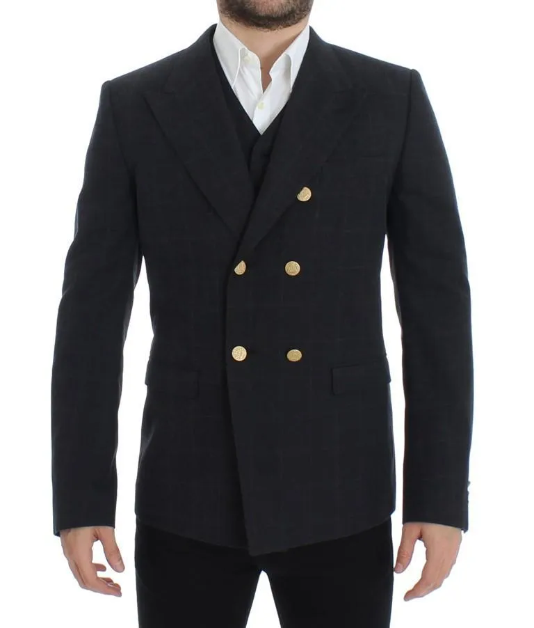 Gray cotton slim fit blazer