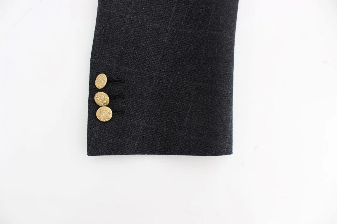 Gray cotton slim fit blazer