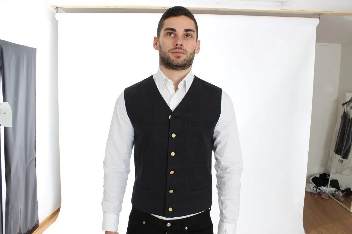 Gray cotton slim fit blazer