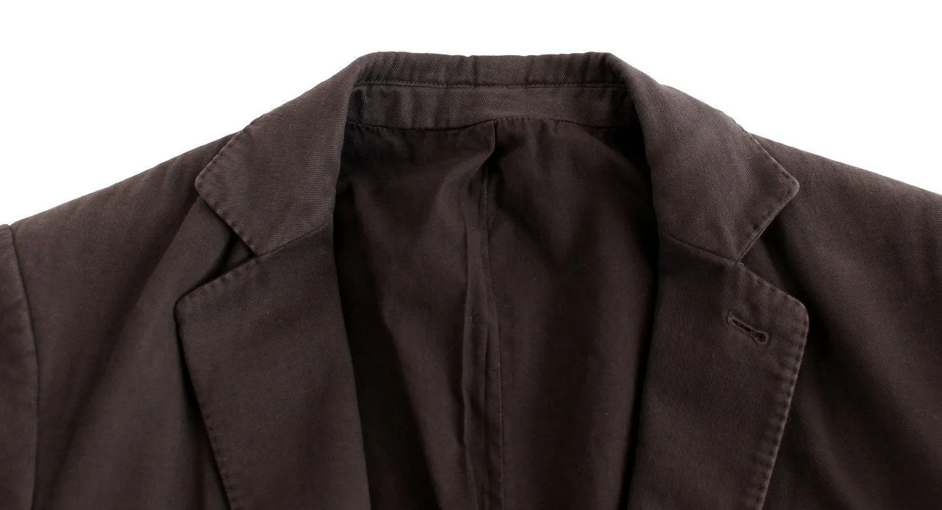 Gray Cotton Two Button Blazer