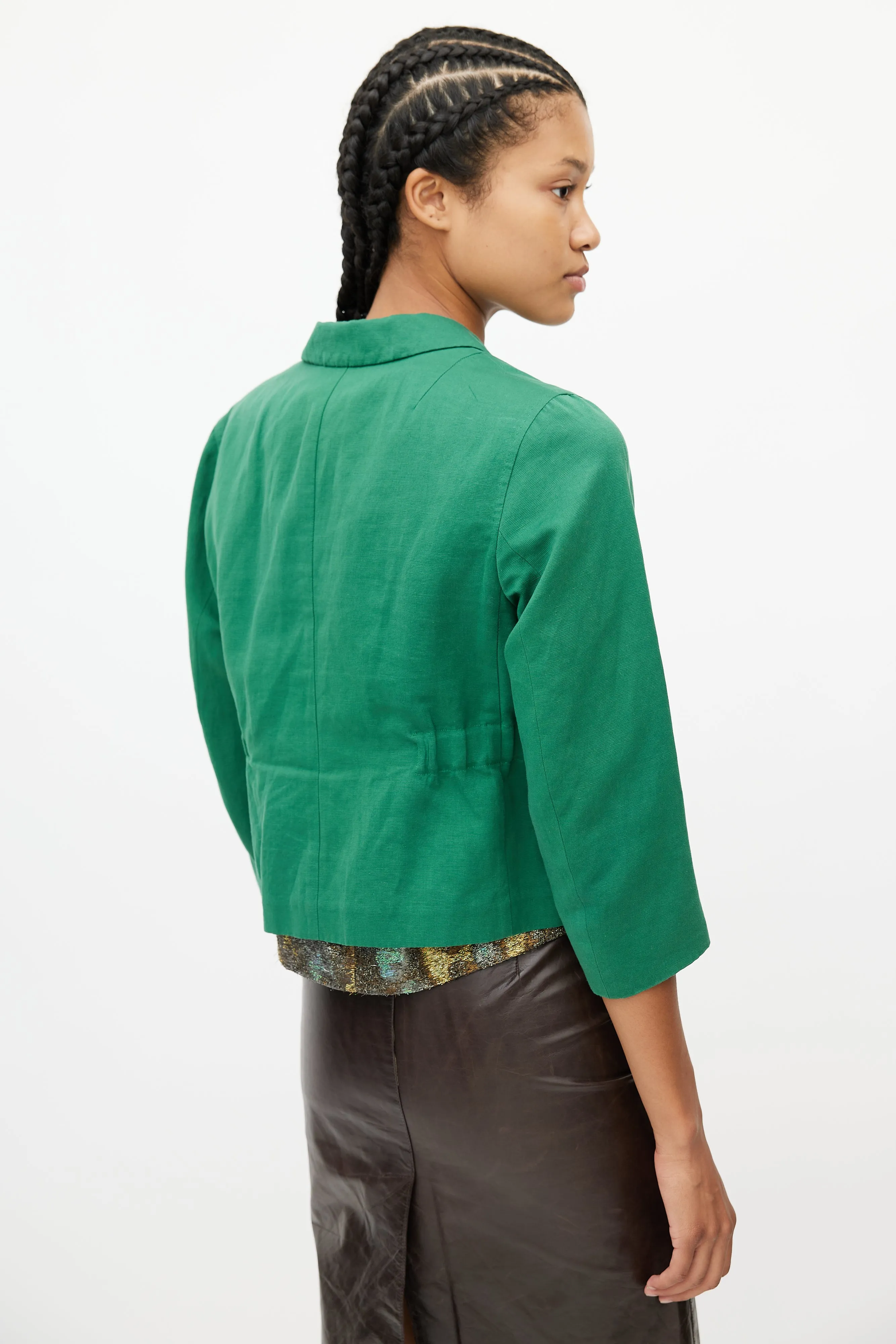 Green & Multicolour Beaded Blazer
