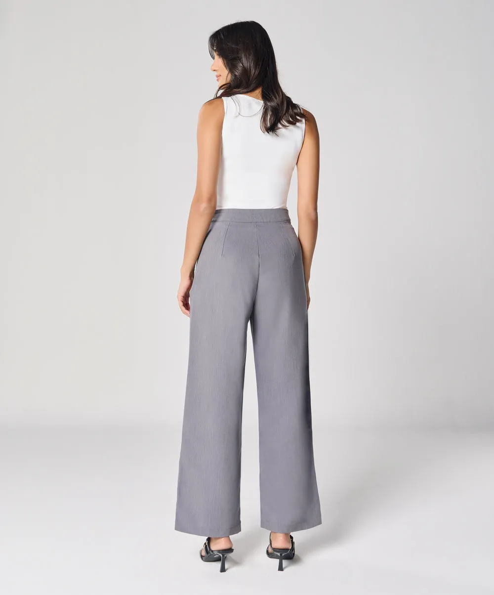 Grey Flared Formal Pant