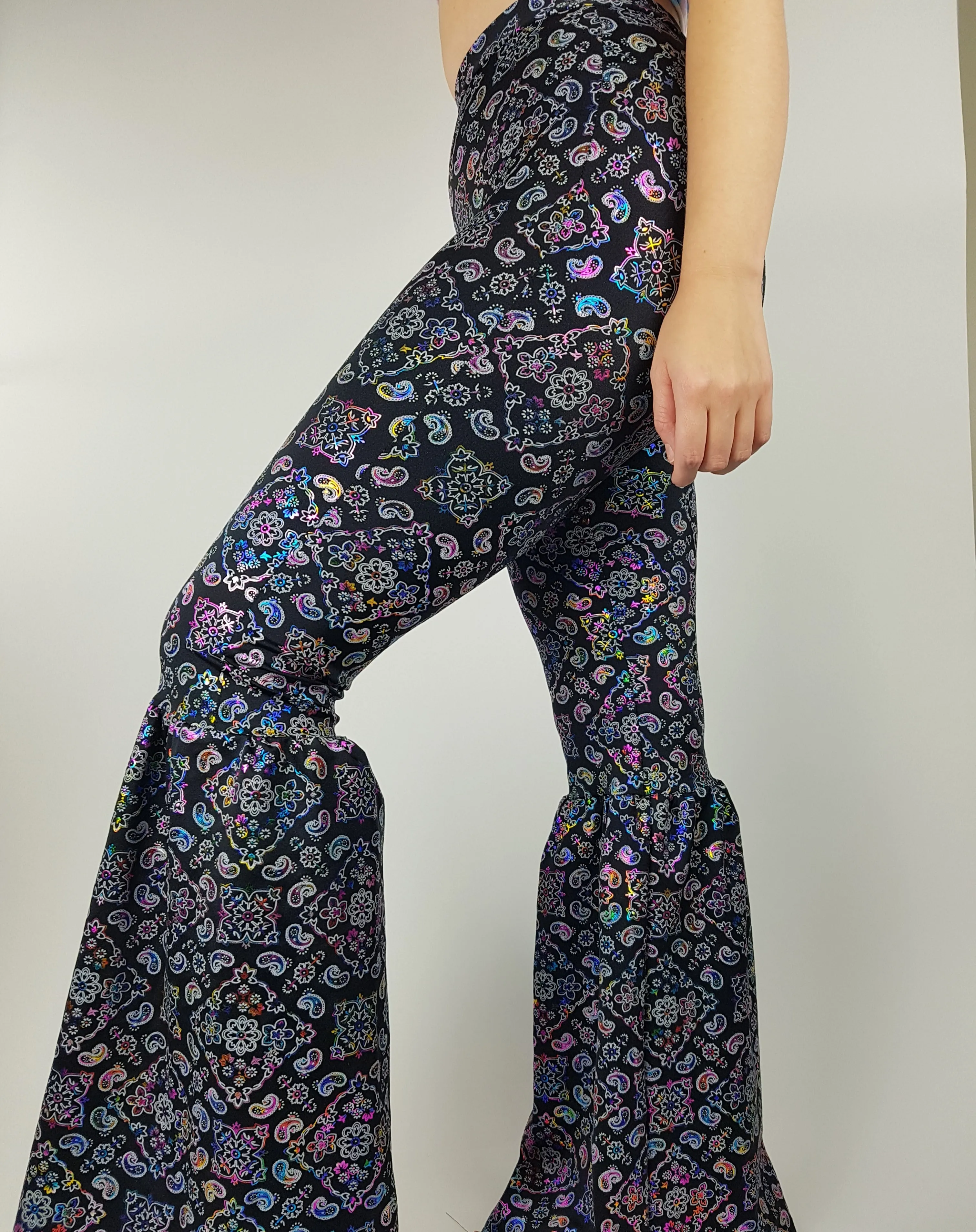 Groovy Babe Rainbow Paisley Ruffle Bell Bottoms (Pre-order)