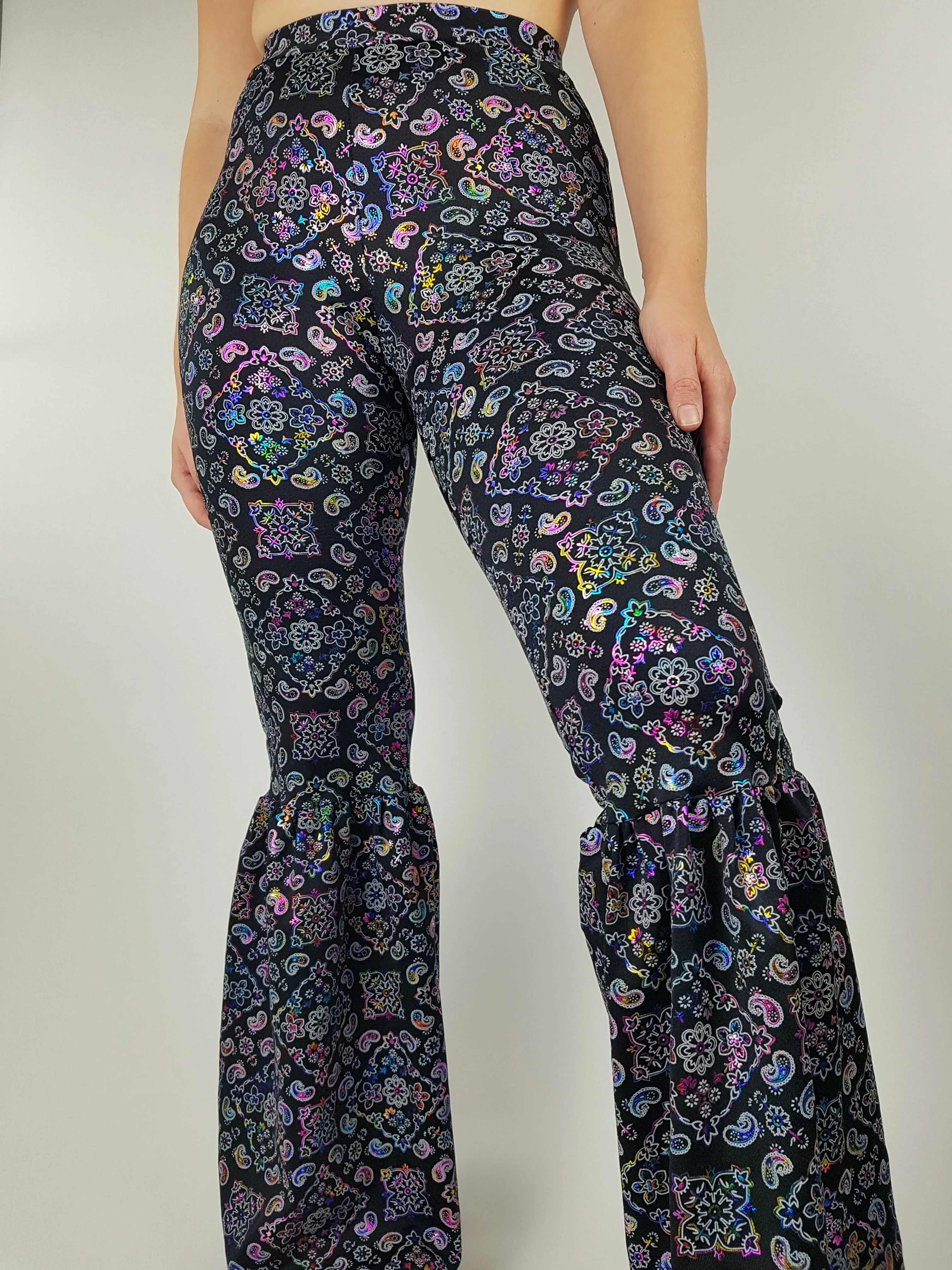 Groovy Babe Rainbow Paisley Ruffle Bell Bottoms (Pre-order)