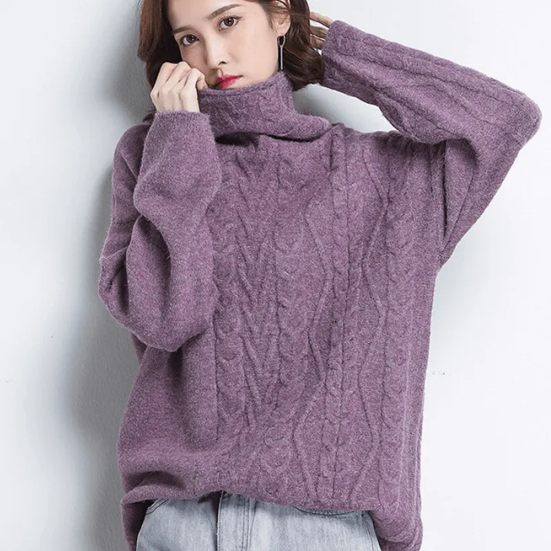 Half Neck Cable Knit Sweater