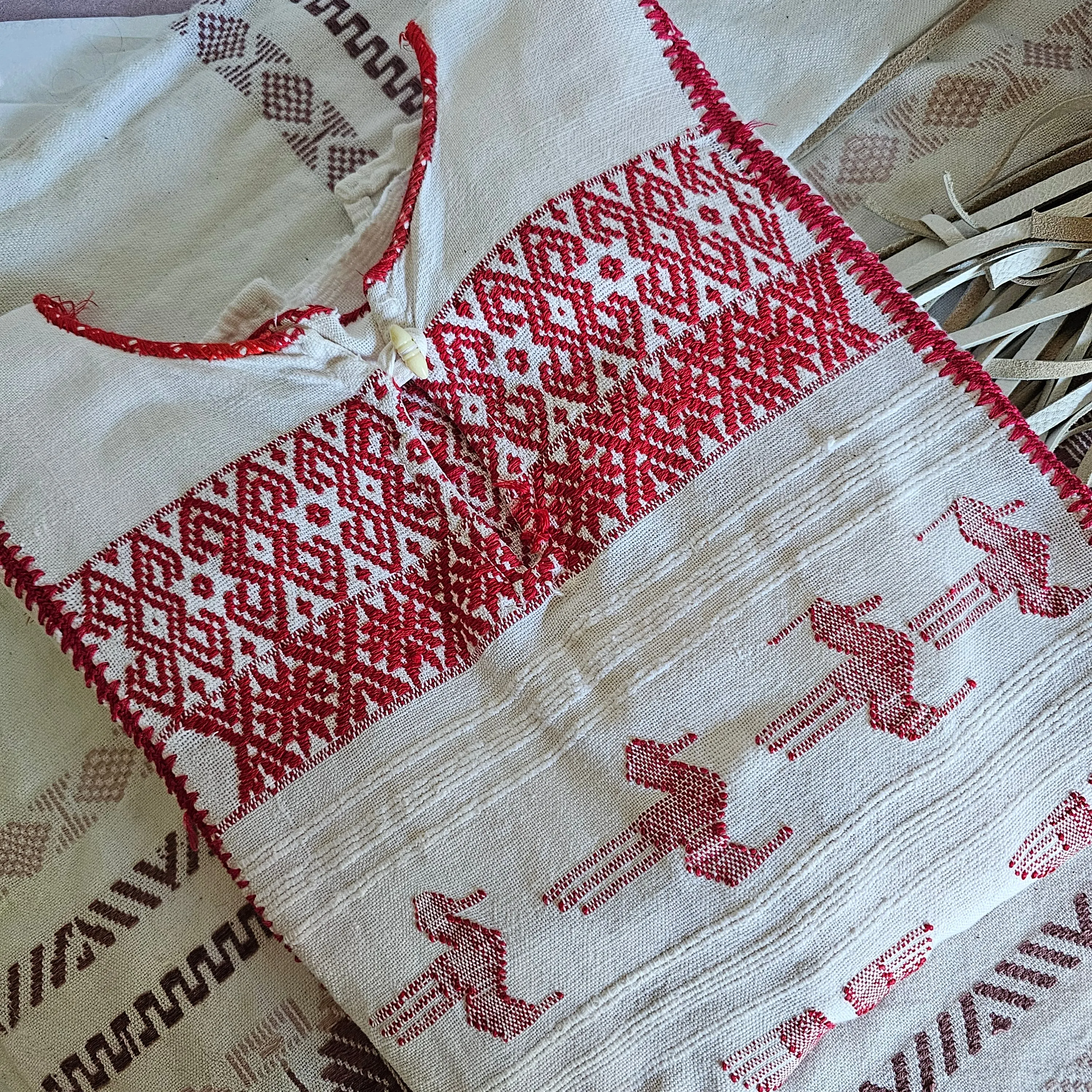 Handwoven cotton embroidered tunic Traditional Artisan made. S/M
