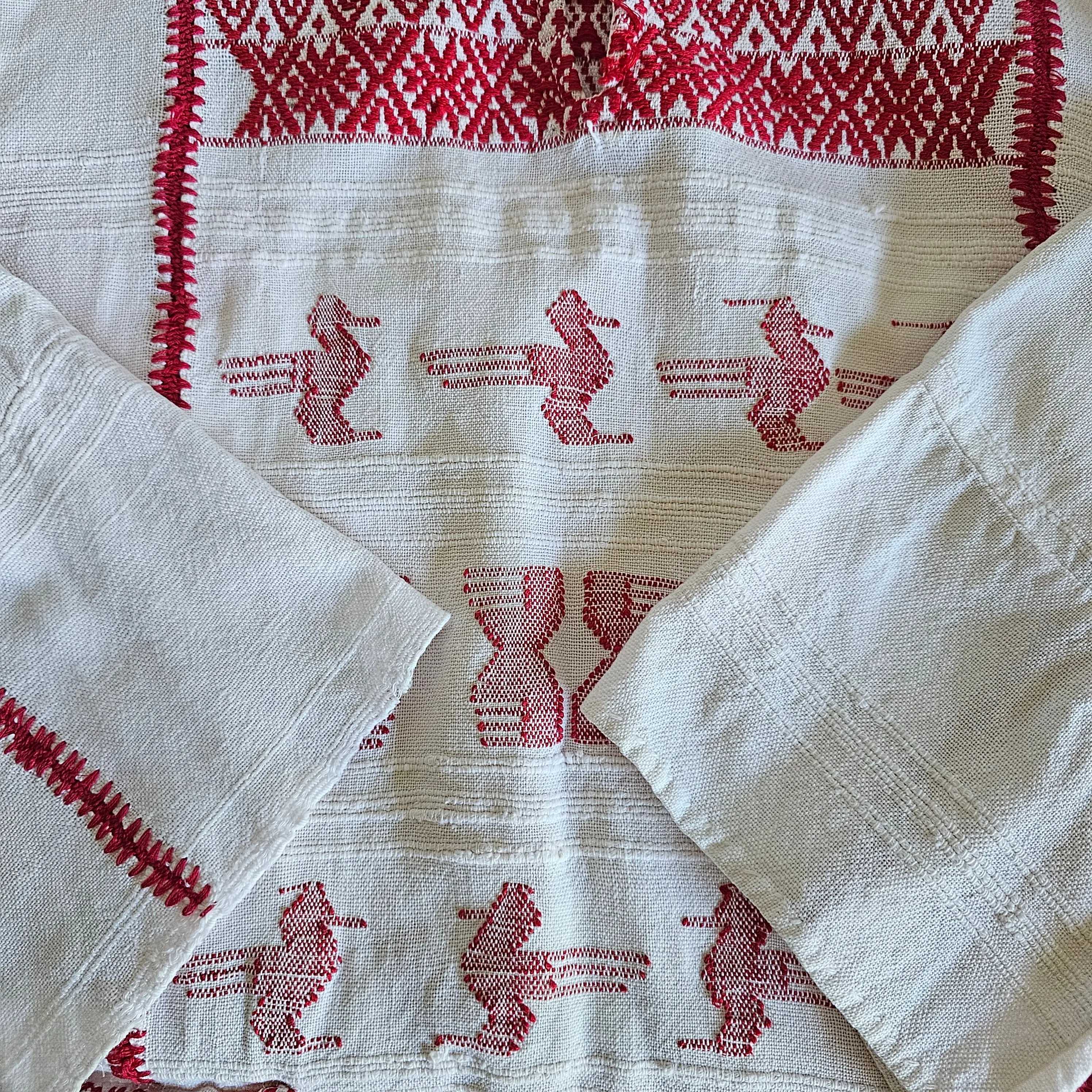 Handwoven cotton embroidered tunic Traditional Artisan made. S/M