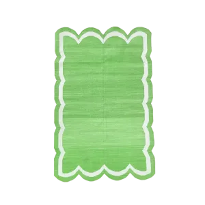 Handwoven Green/White Scallop Cotton Rug