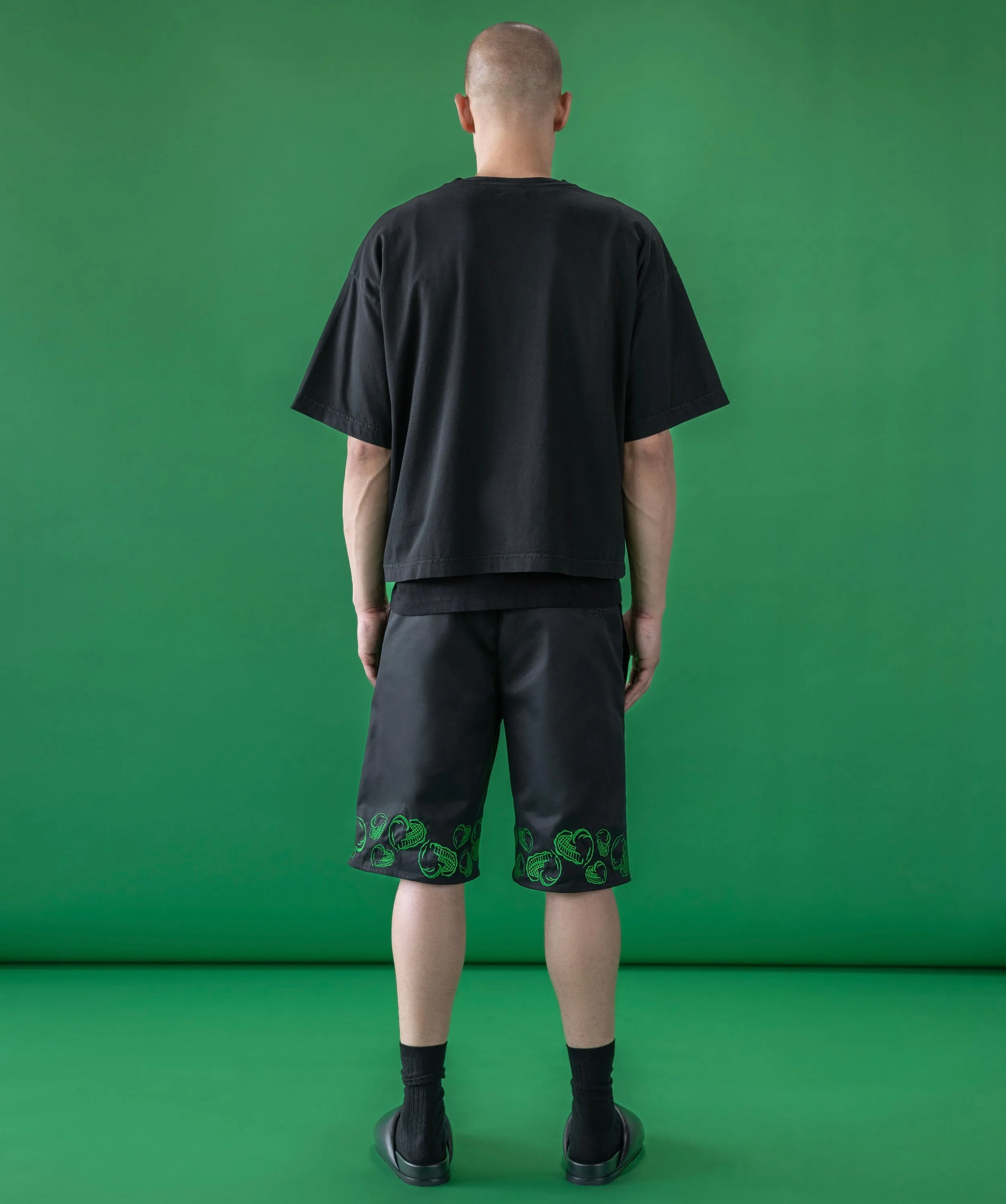 HANDWRITTEN EMBROIDERED T-SHIRT WASHED BLACK