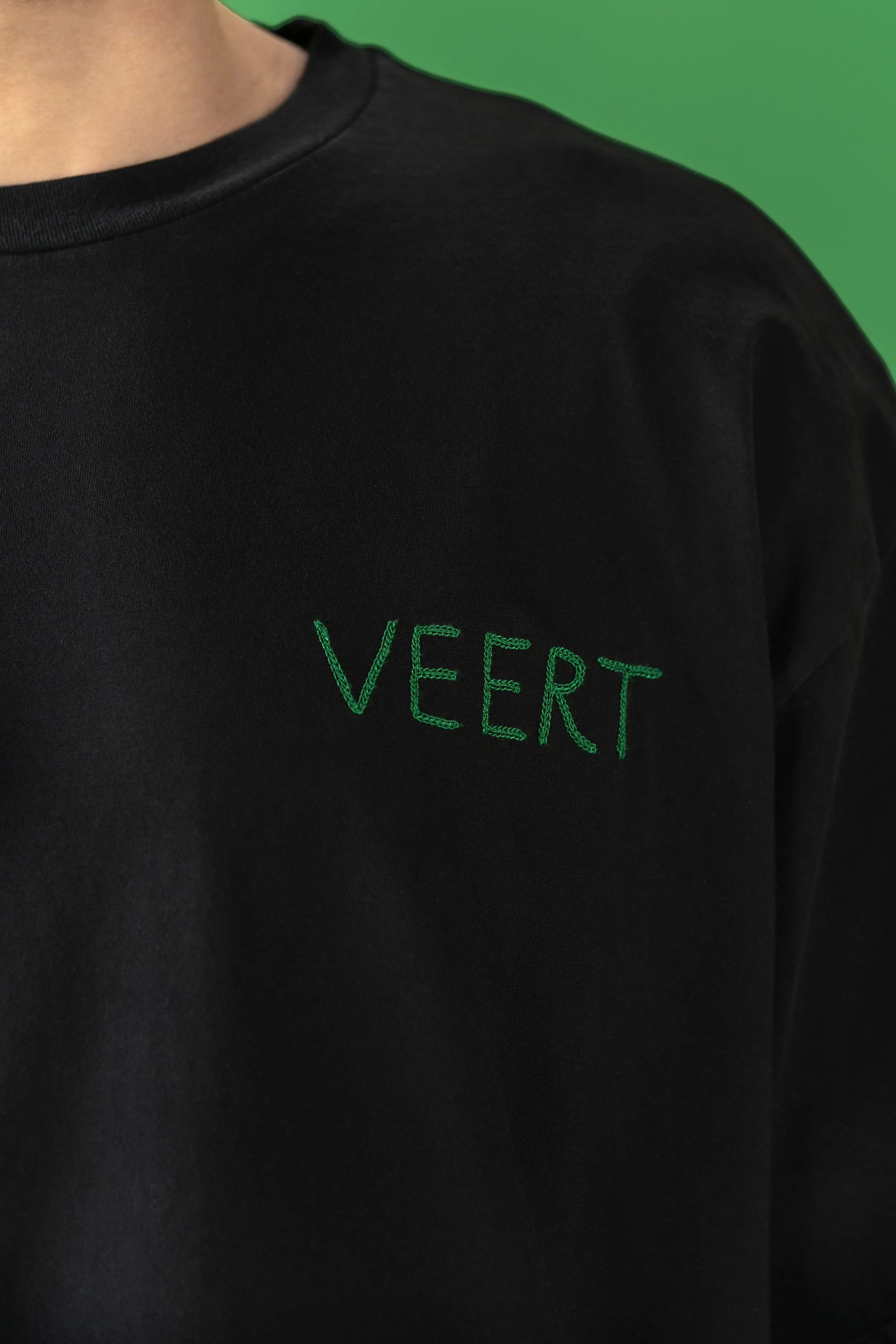 HANDWRITTEN EMBROIDERED T-SHIRT WASHED BLACK