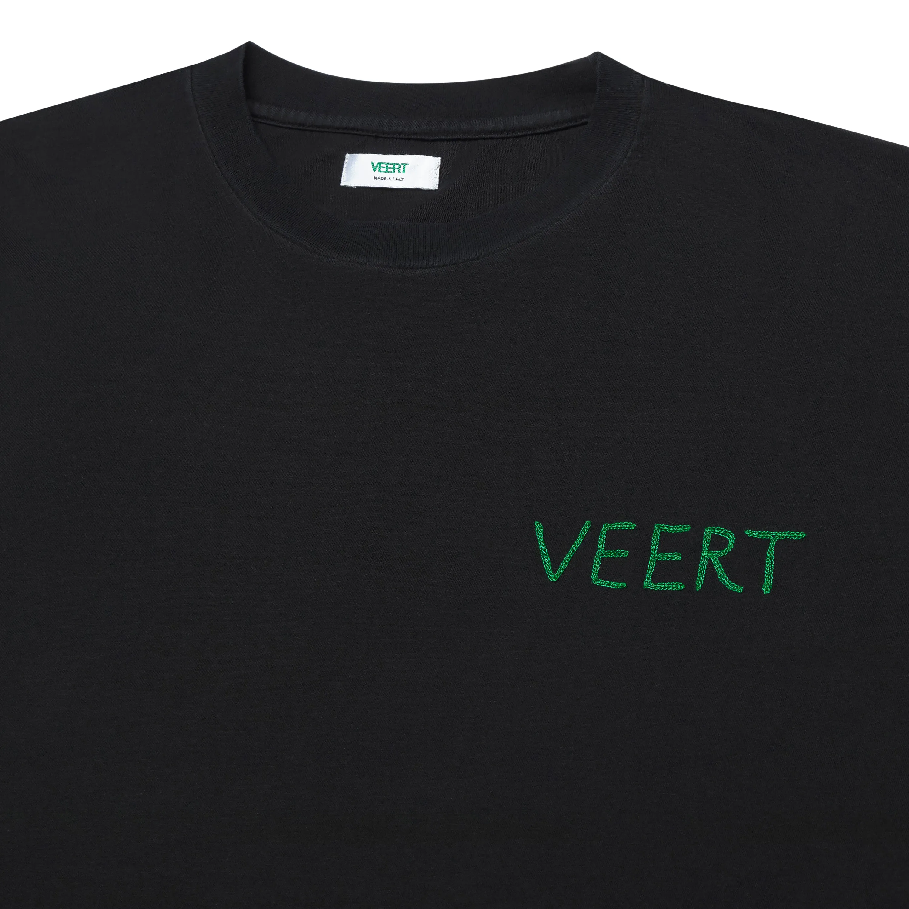 HANDWRITTEN EMBROIDERED T-SHIRT WASHED BLACK