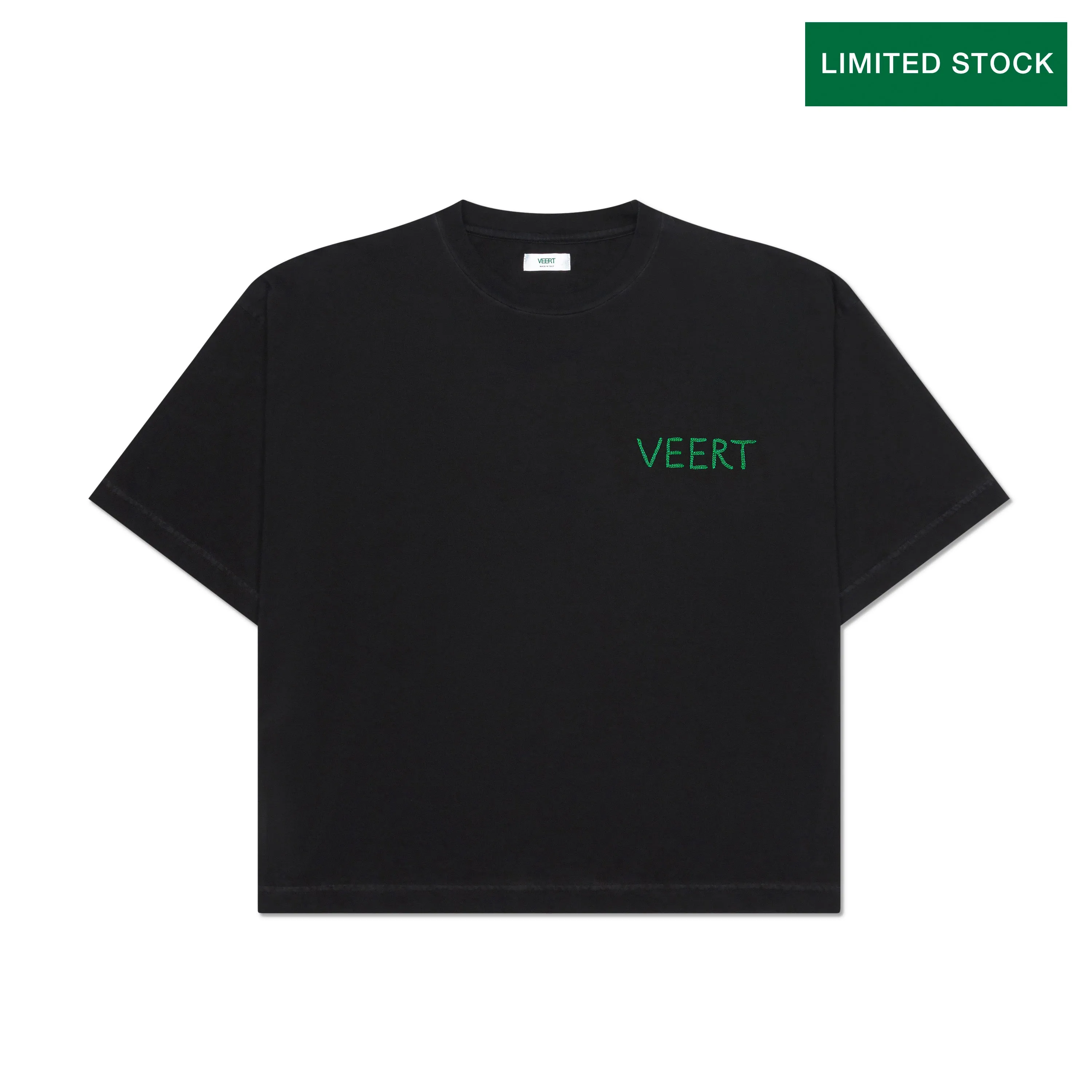 HANDWRITTEN EMBROIDERED T-SHIRT WASHED BLACK