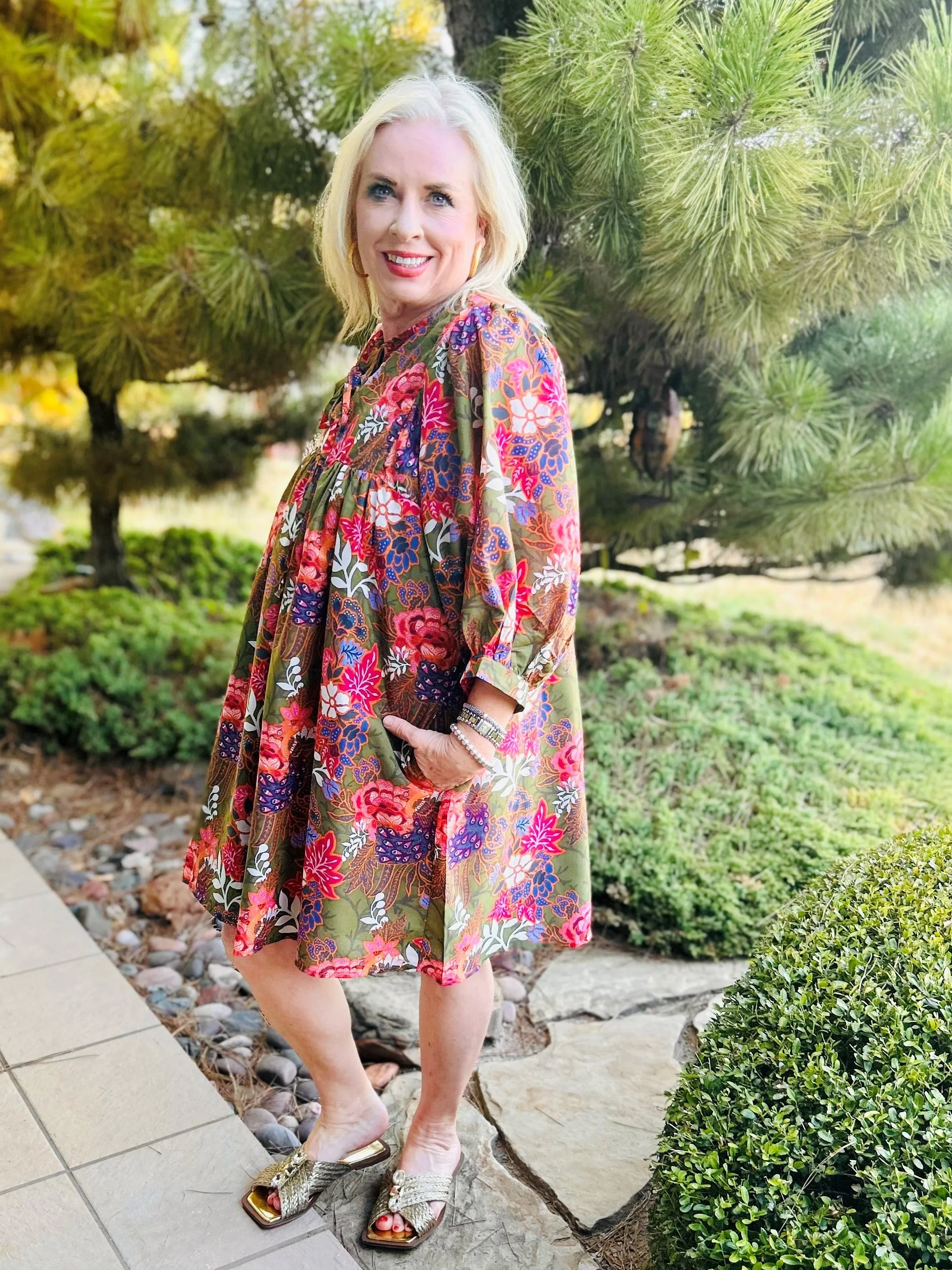 Hayes Puff Sleeve Olive Dress
