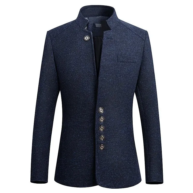 HCXY  Blazer Men 2021 spring New Chinese style  Business Casual Stand Collar Male Blazer Slim Fit Mens Blazer Jacket  Size M-5XL