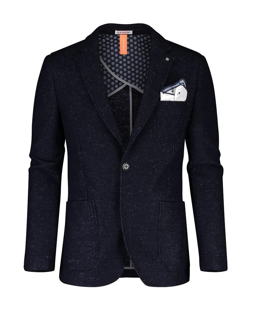 Heather Wool Look Blazer Navy
