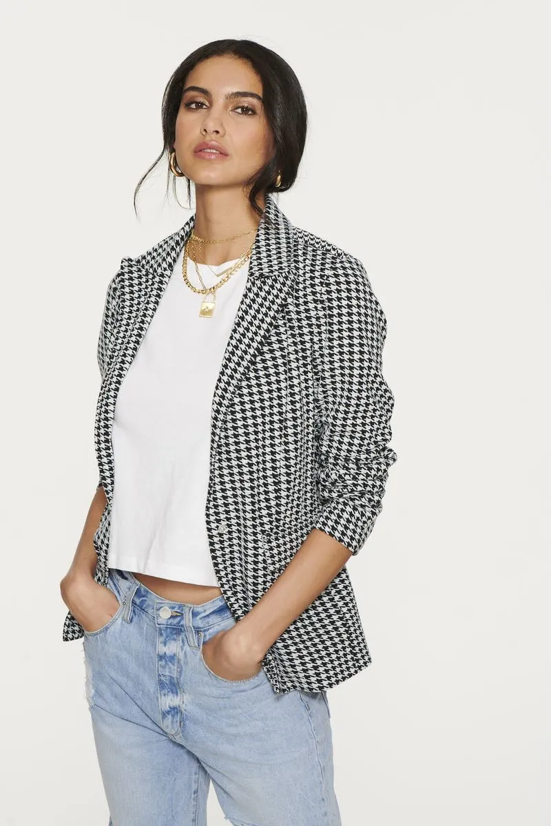 Helen Houndstooth Blazer with Removal Denim Insert