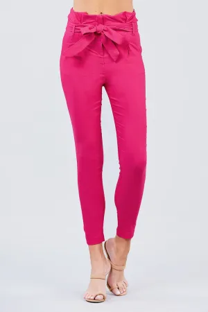 High Waisted Belted Pegged Stretch Pant