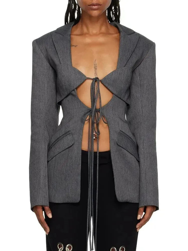 Hollow Out Irregular Blazer