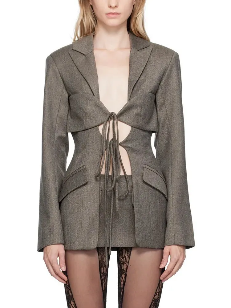 Hollow Out Irregular Blazer