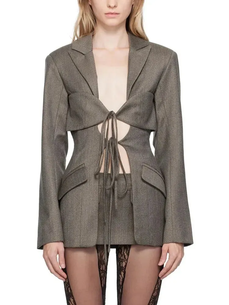 Hollow Out Irregular Blazer