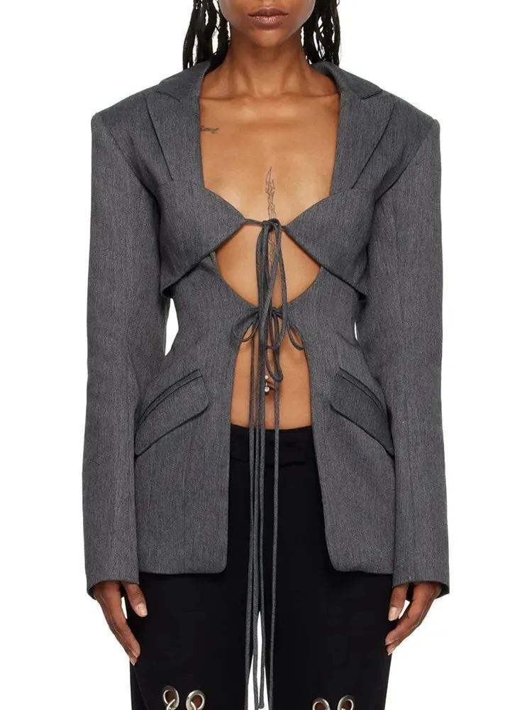 Hollow Out Irregular Blazer