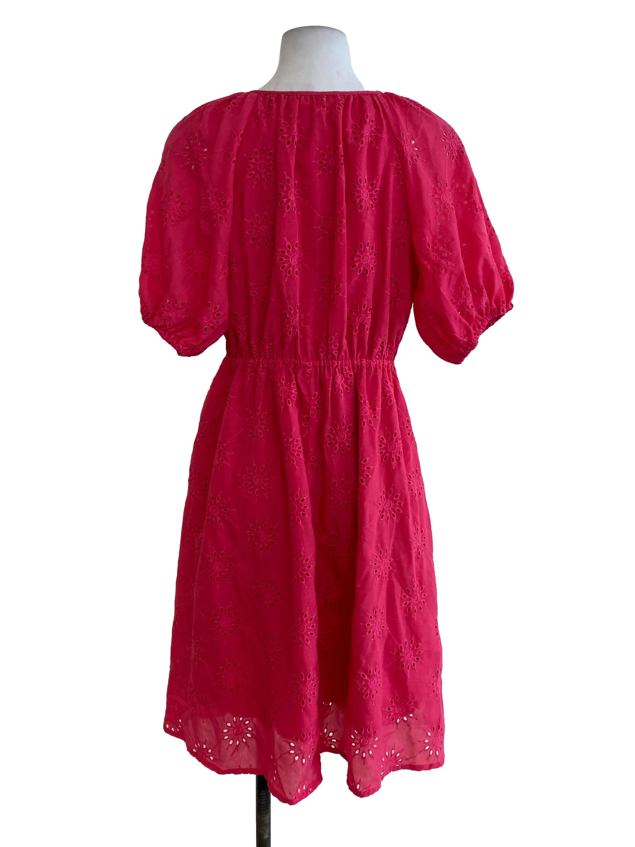 Hot Pink Embroidered Wrap Dress