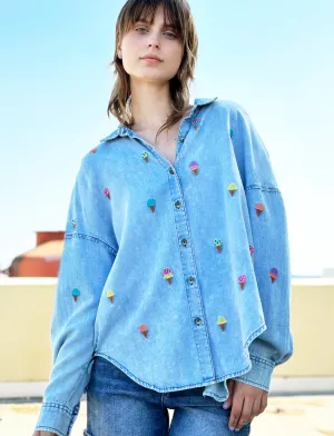 Ice Cream Embroidered Shirt