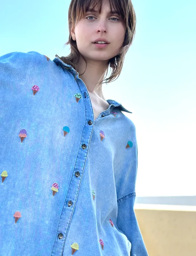 Ice Cream Embroidered Shirt
