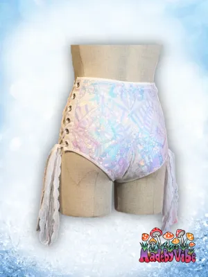 Icy Prism High Waisted Side Lace Booty Shorts - Ready to Ship